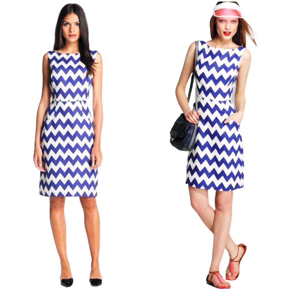 Kate Spade Brent Linen Chevron Print Dress